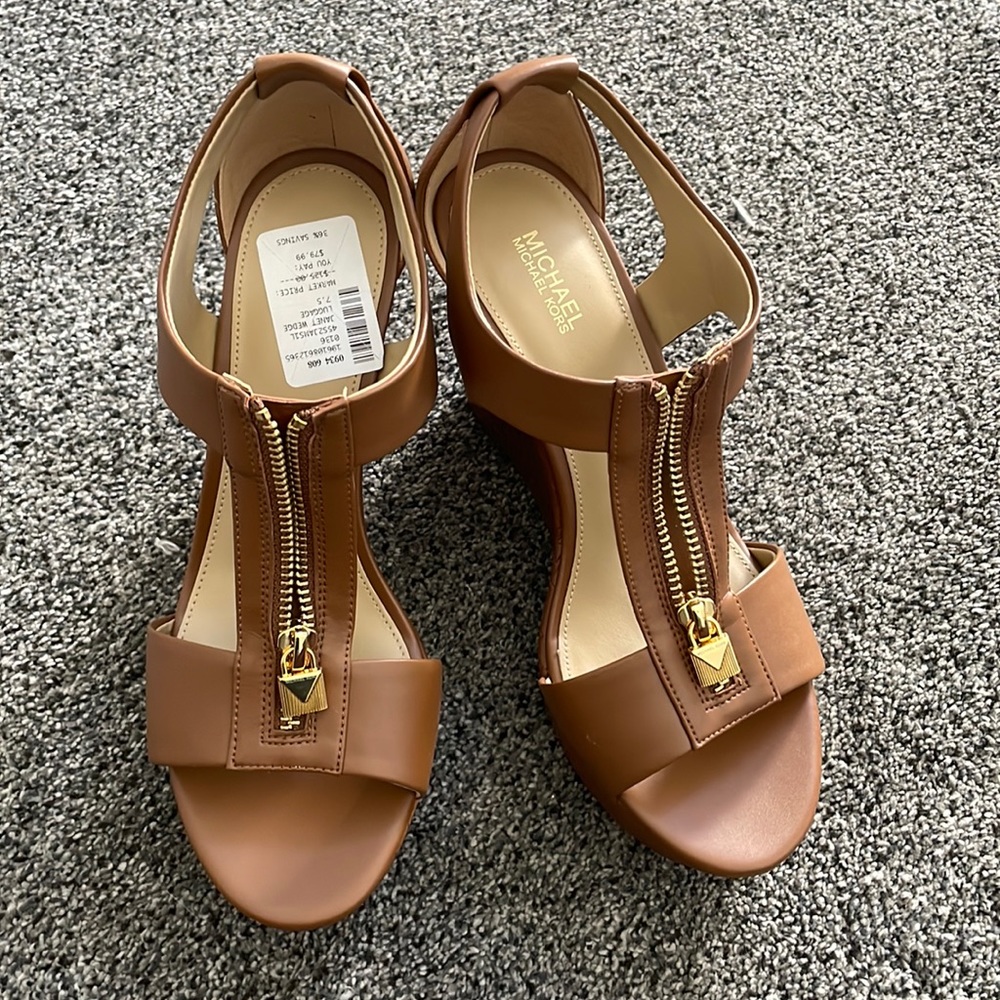 Michael Kors brown wedge size 7.5 *New* never worn
